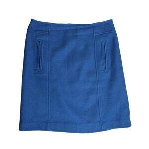 Women's Classic Preppy Aegean Blue Talbots Wool Blend Mini Pencil Straight Skirt